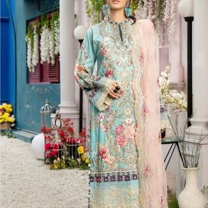 Pakistani brand new 3 piece embroidered dress with full embroidered net Duppat